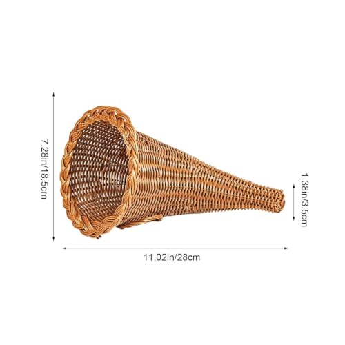 Lovskoo Rattan Cornucopia Basket 11" Fall Horn Of Plenty Woven Basket - image 2