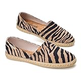 GLAMORA Alpargatas Mujer Esparto Lona Slip On Transpirables Ligeras Suela Yute Antideslizante Cómodas Textil Plana Plantilla Confort Flexible Tejido Elástico Ajuste Ligero zebra-39