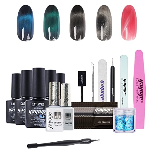 Yayoge Gel Nail Polish Kit，5 Colors Gel Nail Polish Base and Top Coat ，UV Gel Nail Polish Set ，Soak Off Gel Nail Art Manicure Kit, Ideal Gifts DIY Nail Art Salon and Home