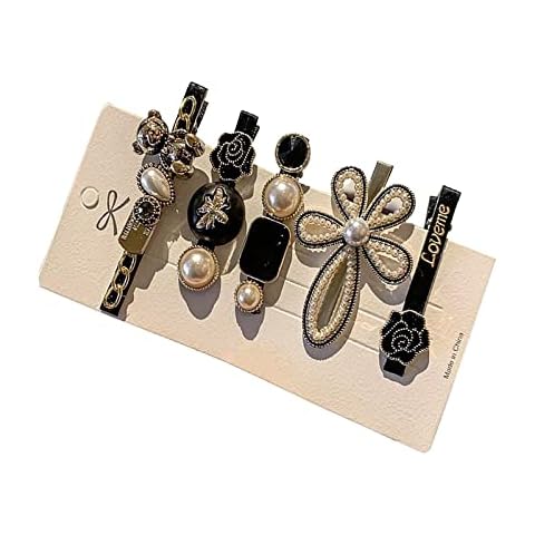 5 Pcs Pearls Hair Clip Pearls Hair Barrette Decorative Geometric Hairpin for Women Girls Party Cover