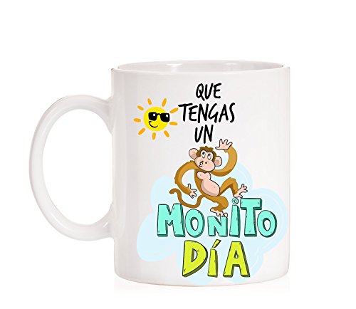 MardeTé Taza Que tengas un Monito día. Taza de regalo para felicitar los días bonitos.