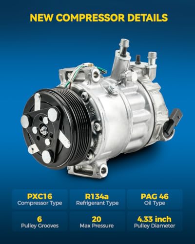 Image of PHILTOP 158506 Air Conditioner AC Compressor with Clutch for Volkswagen Jetta 2017-2018, 2016 2.0T /1.4T /1.8T,Passat 2017, 2018 3.6L, 2016 1.8T,Atlas 2018 3.6L,Beetle 2016-2017, 2015 1.8T