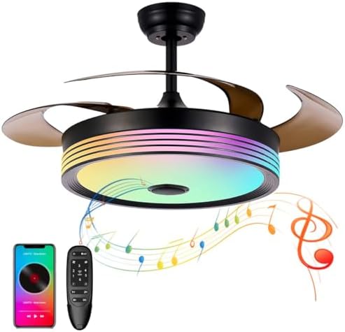 30 Inch Retractable Blade Fandelier - Dimmable Crystal Chandelier Fan With APP/Remote Control