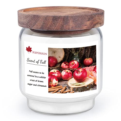 Large Fall Scented Candles Natural, 15.8Oz Soy Wax Organic Aromatherapy Jar Candle Gifts, Autumn Fresh Apple Cinnamon Scent For Farmhouse House Decoration Home Decor, Women Men Stress Relief Present #TOP28