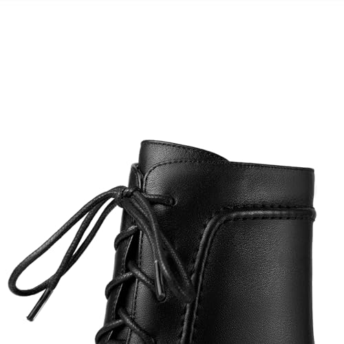 TinaCus Women's Pointed Toe Genuine Leather Handmade Zipper Spool Mid Heels Lace Up Stylish Ankle Boots4