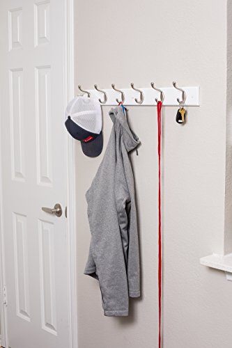 Birdrock Home Hook Coat And Hat Rack - 2 Pack - 6 Hooks - 27 Inches - Wall Mount - Decorative Home Storage - Entryway Foyer Hallway Bathroom Bedroom Rail - Satin Nickel Hooks - White Pine Bathroom #TOP5