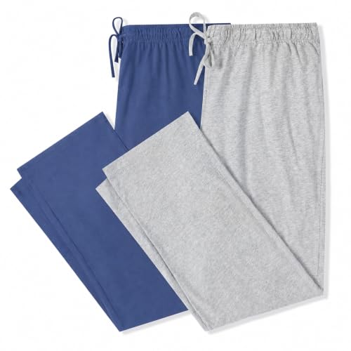 Image of U2SKIIN 2 Pack Men Cotton Pajama Pants Soft Lightweight Pj Bottoms | Lounge Pant with Pockets and Button Fly, Breathable Sleep Pants, Year-Round Comfort, Classic Fit