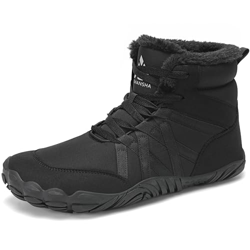 Mishansha Winter Barfußschuhe Herren Damen Warm Gefüttert Winterstiefel Bequem rutschfest...