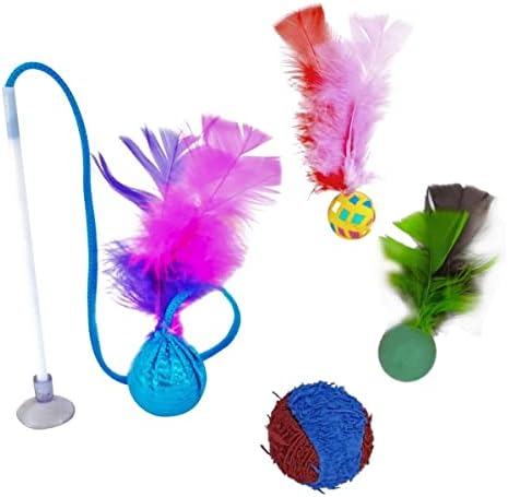 Kit de Brinquedos Interativos para Gatos Varinha Ventosa Bolinha ...