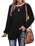 Sweatshirts for Women Black Crew Neck Long Sweaters for Leggings XL