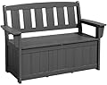 SERWALL HDPE Outdoor Storage Bench, All-Weather, UV-Resistant Deck Box with Waterproof Storage Bags, 57 Gallon Dual-Use Seat & Organizer Deck Boxes for Patio, Garden Tools & Pool (Gray)