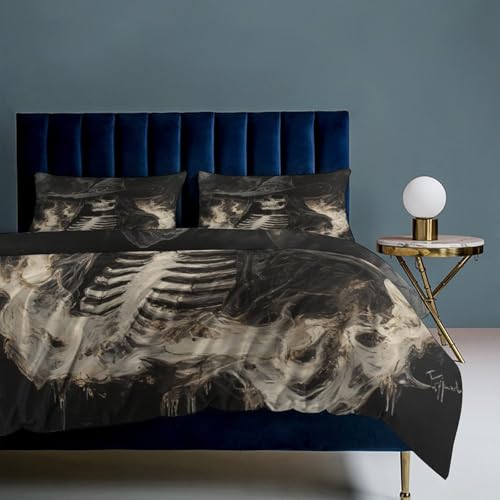 Housse de couette 135 x 200 cm squelette gothique idée cadeau ado - 8