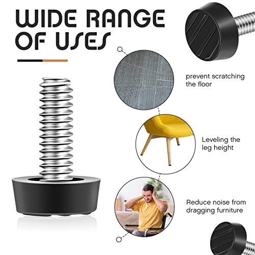 1/4-20 Unc Thread Adjustable Furniture Levelers Screw In Galvanized Steel Glide Furniture Leveling Feet Screw On Floor Leveler For Table,Chair, Cabinet, Patio Furniture Workbench Legs(10 Pack) #TOP3