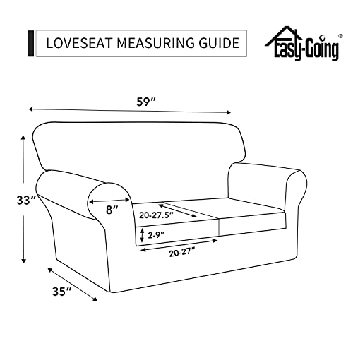 Image of Easy-Going 3 Pieces Stretch Loveseat Couch Cover for 2 Cushion Washable
