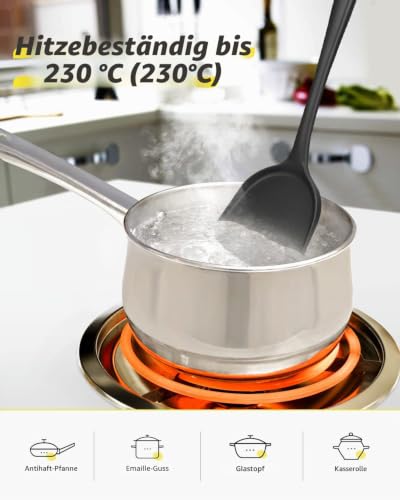 Foto von 2 Stück Silikon Wok Spatel, Antihaft-BPA-freie Hohe Hitzebeständige Praktische Küchenutensilien zum Kochen, Backen, Eierdrehen, Pfannkuchen, Burger