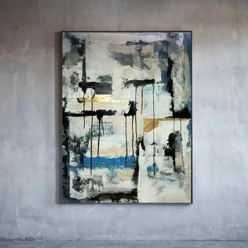 Peinture moderne grise et dorée pour salon chic, tableau AEFOUU 50x60cm