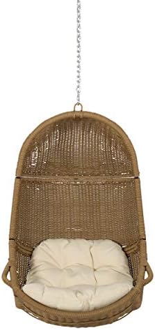 Christopher Knight Home Orville Outdoor Hanging Chair, Beige + Light Brown