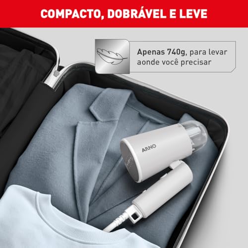 Vaporizador de Roupas Arno Steam Travel, Higieniza, Compacto, Dobrável e Portátil, 220V, Cinza, HS11
