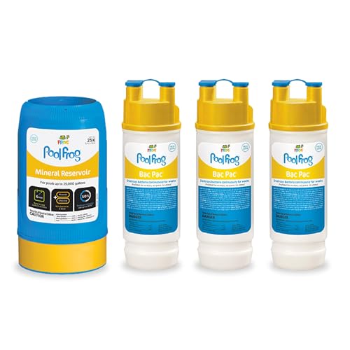 FROG Replacement Mineral Reservoir for use with Pool FROG Model 6100 Cycler with 3 Bac Pac Replacement Chlorine Cartridges - Prefilled Cartridges for Quick & Easy Pool Sanitization