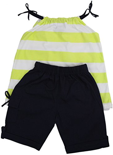 Image of ToBeInStyle Girl's Two Piece Summer Set Cute Tee Top and Matching Shorts Adorable Outfit