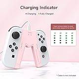 JINGDU Joy Con Charging Grip Handle for Nintendo Switch/OLED, Joystick Charging Comfort V-Shaped Game Grip Controller with Battery Indicators, High Speed Charge While Play, Pink - Image 4