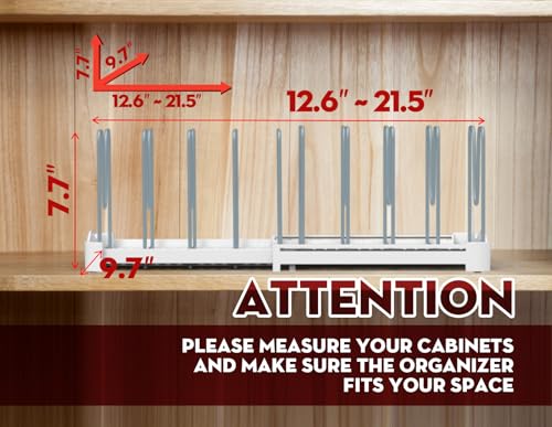 EVERIE Adjustable Bakeware Organizer Pot Lid Holder Rack for Pots, Cake Molds, Cutting Boards, Mats, Cookware, GS02SS, Pack of 2 - Thumbnail 3