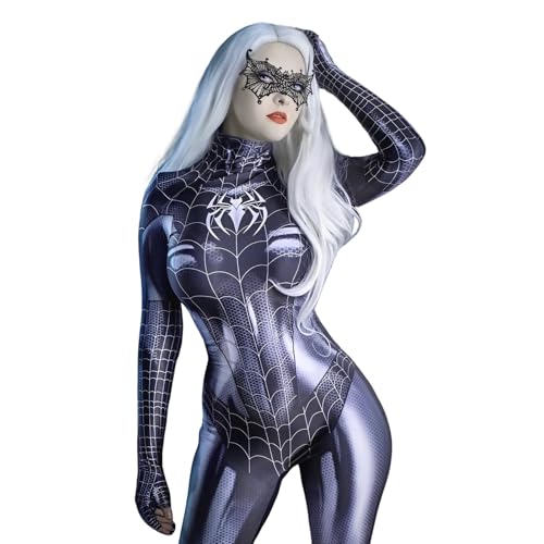 Fato de Spider para mulher e adultos, de uma peça, fantasia de super-herói, para carnaval, Halloween, cosplay, festa (XXL)