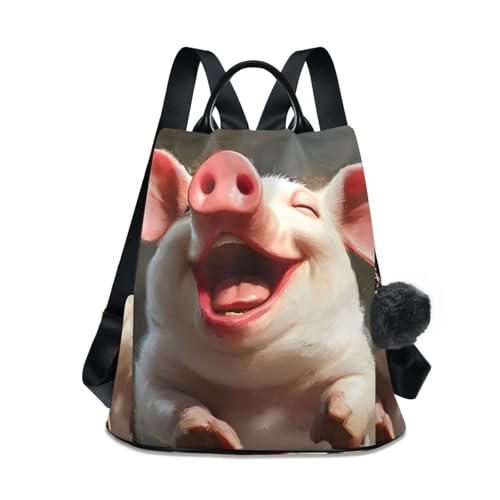 Mochila para mujer antirrobo y casual para evitar hurtos en el transporte con pompon