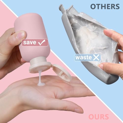 Image of MAYCREATE 3Pcs Flip-up Travel Bottles 100ML Travel Bottle Kit for Toiletries Dispenser with Storage Zipper Bag, Leaking Proof & Reusable, Fashion 3-Color Toiletry Bottles for Lotion Cream Shampoo