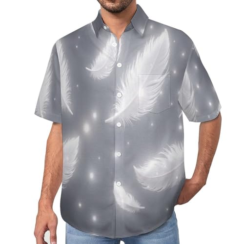 Chemise homme manches courtes à motif plumes pour un look d'été décontracté