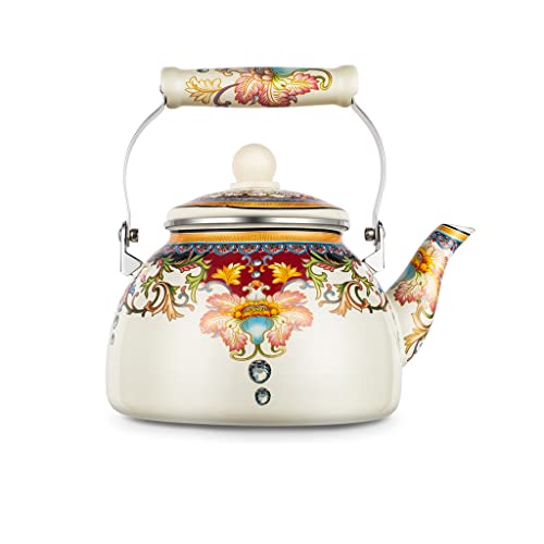 HUNM Tetera esmaltada, Estufa de Gas para hervir Agua, Retro nostálgico, Adecuada para hervir Agua y té en Estufa de inducción Cover