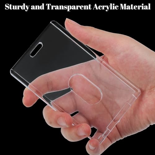 2 Set Badge Holder Retractable Clip Heavy Duty Badge Reel with Acrylic Clear Vertical ID Card Badge Holders for Work Office Nurse Teacher Student - Thumbnail 4