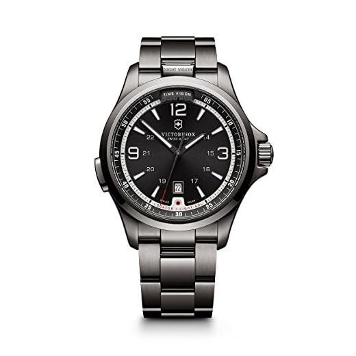 Victorinox Men's 241665 Swiss Army Night Vision Dark Grey Dial Black Ice PVD Steel Watch