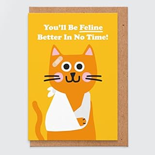 Get Well Cards for Women - Get Well Soon Card - Get Well Card - Operation - Broken Leg Broken Arm - Male - Female - Friend Get Well Soon Card - Funny cat get Well Soon Card - Feline Fine