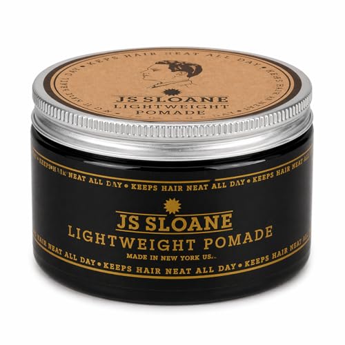 JS Sloane Lightweight Pomade – Light Hold, Natural Shine, Water-Based Hair Styling Pomade – Fresh Clean Scent, Easy Washout – Ideal for Classic, Retro & Everyday Styles (3.4 oz)