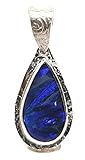Opal 16mm x 9mm Schwarzer Opal Anhänger aus 925er Silber, Opal 16x9mm, lila-blau, Unikat, Handarbeit
