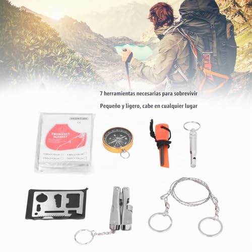 Miniatura 8 de Topyond Outdoor Kit De Supervivencia 8 En 1 Multifuncional Kit De Supervivencia En La Naturaleza Outdoor Camping Montañismo Esquí Botiquín De Primeros Auxilios Portátil