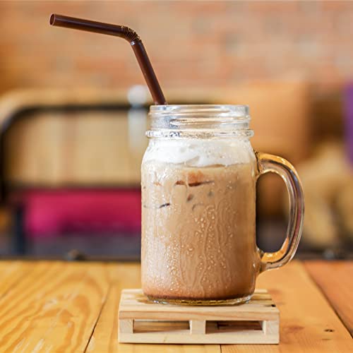 ALINK 500-Pack Black Flexible Drinking Straws, Plastic Disposable Bendy Straws - 7.75