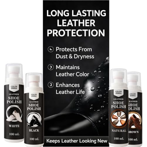 Image of Color Zebra Liquid Shoe Polish 100ml | Instant Shine & Protection | Suitable for Leather Shoes | Long-Lasting Gloss Finish | Easy Sponge Applicator (White + White)