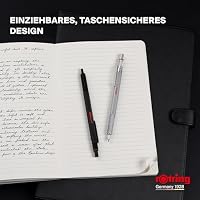 rOtring 600 Gelschreiber | 0,55 mm | Schwarze Tinte | Silberfarbenes Schreibgerät mit Metallschaft | Rutschfeste, gerändelte Griffzone und Sechskantschaft | Nachfüllbar – Ansicht 6