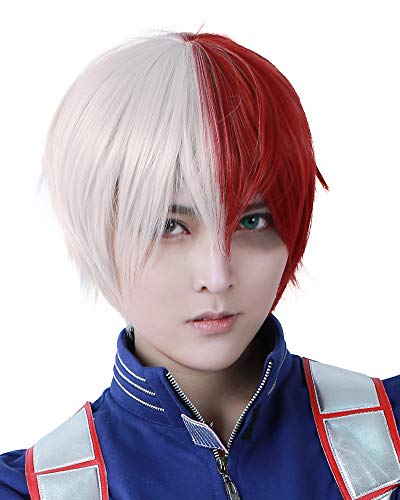miccostumes メンズ アニメ コスプレ ウィッグ 赤と白の混合 ショート 人工毛 ハロウィン（Amazon）