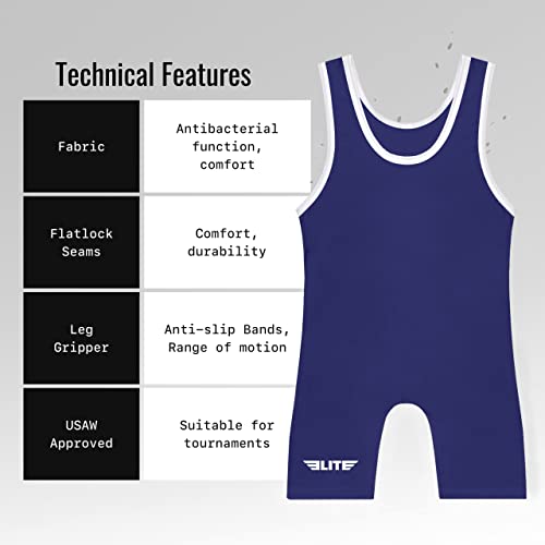 Elite Sports Kids Wrestling Youth Singlet, Standard Boys Wrestling Singlets (Navy, Small) #TOP3