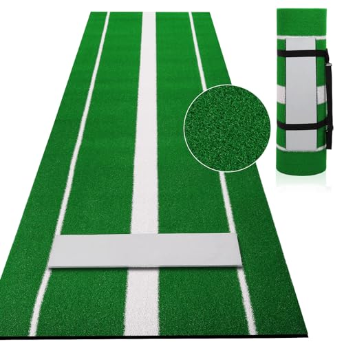 Tinideya Softball Pitching Mat Softball Pitching Rubber Baseball Pitchers Mound Antifade Antislip Pitchers Mound with Pitching Throwing Plate for Indoor Outdoor Pitching Practice (Green,8