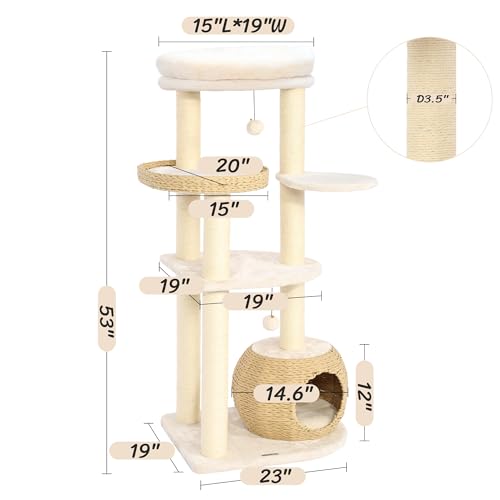 Árbol moderno para gatos KAMABOKO de 53 pulgadas miniatura 6
