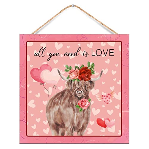 All You Need Is Love panneau en bois rustique pour décoration cosy