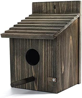 NATUREYLWL Wooden Bird House Wood Bird House for Outside with Pole for Finch, Bluebird, Cardinals, Hanging Birdhouse Garden Country Cottages