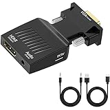 サファイア VGA to HDMI 変換 アダプター VGA to HDMI Adapter VGA to HDMIコンバーター オーディオ付き 1080p ビデオ出力 音声出力 VGA-HDMI（オス-メス）コンバータードングルアダプター モニター コンピューター ラップトップ プロジェクター対応 Windows XP/7/8/10など対応