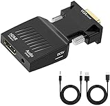 サファイア VGA to HDMI 変換 アダプター VGA to HDMI Adapter VGA to HDMIコンバーター オーディオ付き 1080p ビデオ出力 音声出力 VGA-HDMI（オス-メス）コンバータードングルアダプター モニター コンピューター ラップトップ プロジェクター対応 Windows XP/7/8/10など対応