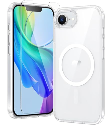 FNTCASE for iPhone 16e Case Clear: Magnetic Rugged Protection | Military Grade Slim Anti Yellowing Cell Phone Cases | Shockproof Scratch-Resistant Transparent Cover (Clear)