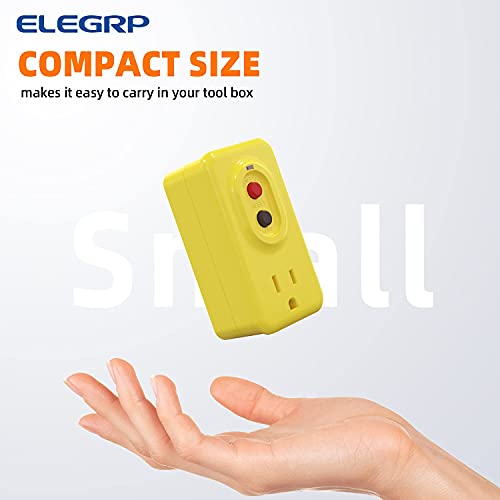 Elegrp Single Outlet Gfci Adapter, 15 Amp Grounded 3-Prong Gfci Adapter, For Indoor Use With Manual Reset, Ul Listed, Yellow, 1 Pack #TOP5